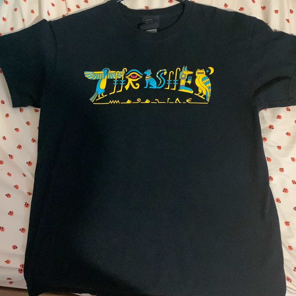 Thrasher shirt size M Main color black with yellow, blue, red